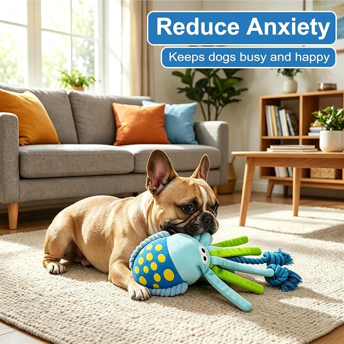 Durable Squeaky Plush Rope Dog Tug Toy for Large Aggressive Chewers