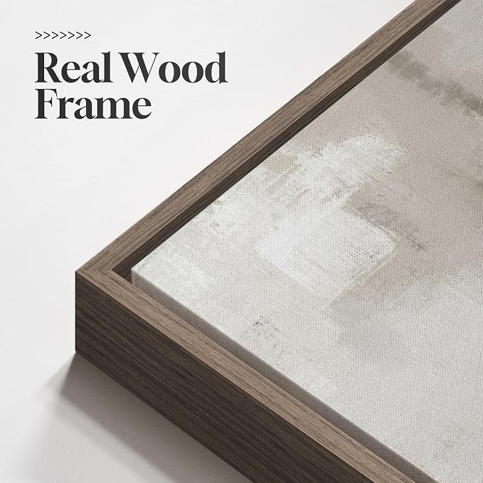 Large Framed Neutral Abstract Wall Art for Living Room, Horizontal Beige Gray Canvas Prints Paintings Artwork for Walls, Modern Minimalist Pictures Wall Decor for Bedroom Dining Room Office 60x30 In