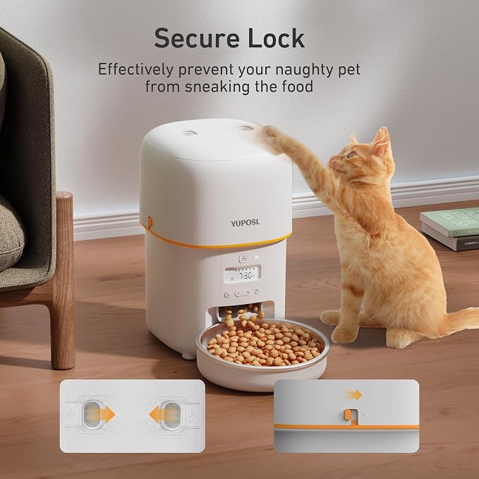 Yuposl Automatic Cat Feeders - 2L Cat Food Dispenser Easy to Use, Timed Automatic Pet Feeder with Over 180-day Battery Life, 1-6 Meals Dry Food Programmable Portion Control Also for Dogs