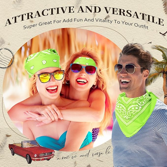 Suhine 12 Pcs Bandanas Bulk 22 x 22 Inch Paisley Headband Cowboy Handkerchief Christmas Thanksgiving Gift for Women Men