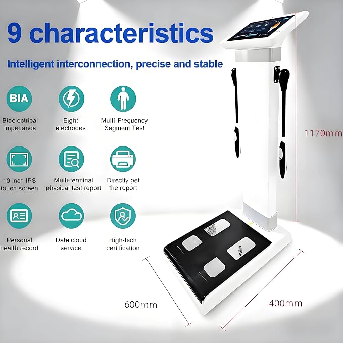 Body Fat Body Composition Analysis Machine Mass Body Posture Assessment Analyzer, Muscle Scanner, Weight Loss Analysis Machine, Fat Measurement Device, Skin Tester