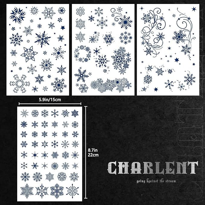CHARLNET Snowflake Semi-Permanent Tattoos for Women Adults - Realistic Fake Tattoos 2 Weeks Long Last,Snowflake Tattoos for Body Art/Fades Naturally/No Reflection/Waterproof