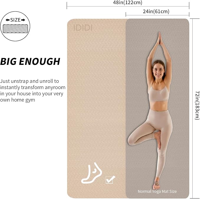 Large Yoga Mat (6'x 4')-POE 0.28''/0.32''/0.4'' Thick Fitness Mat, Eco-Friendly Exercise Mat for Home Workouts, Ideal for Yoga and Pilates