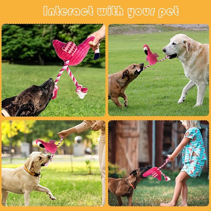 MRSOHRET 2 Pack Plush Dog Toys with Rope, Squeaky Dog Toys, Tug of War Dog Interactive Toy, Durable Dog Chew Toys for Large Dogs & Puppies