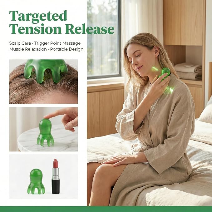 NIIIYTYB 2 PCS Head Scratcher Scalp Scraper Massager Spa Tools for Deep Relaxation at Home Spa Essentials Hair Hammer Tapping Green