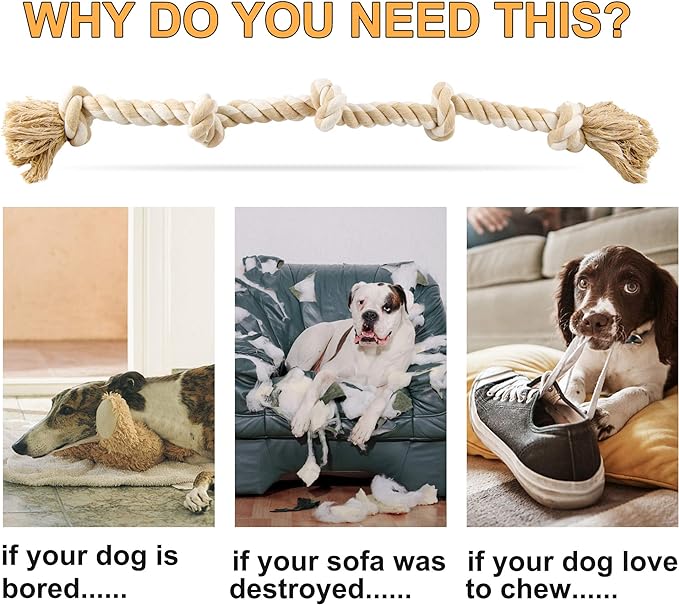 Fida Dog Rope Toys for Aggressive Chewers, Chew Toys for Large Medium Dogs