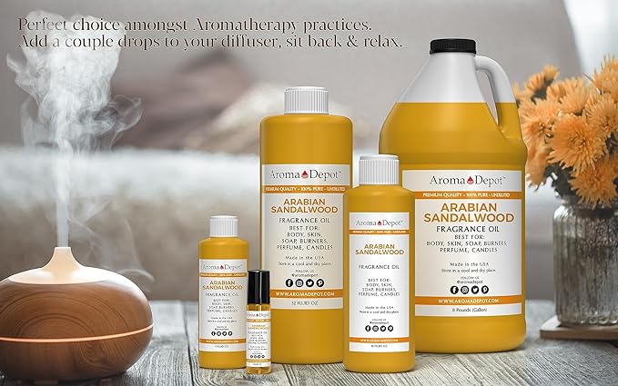 Aroma Depot Arabian Sandalwood Perfume/Body Oil (7 Sizes) Our Interpretation, Premium Quality Uncut Fragrance Oil (1 Bottle 1/3 Roll On (10ml)