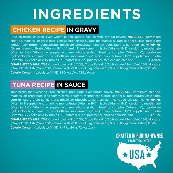 Purina ONE Natural,High Protein Cat Food Variety Pack,Chicken,Tuna,Salmon and Trout Recipes - 3 oz. Cans,(Pack of 48)
