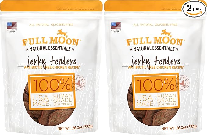 Full Moon Chicken Jerky Dog Treats | Human Grade | Made in USA | 26 oz | Pack of 2