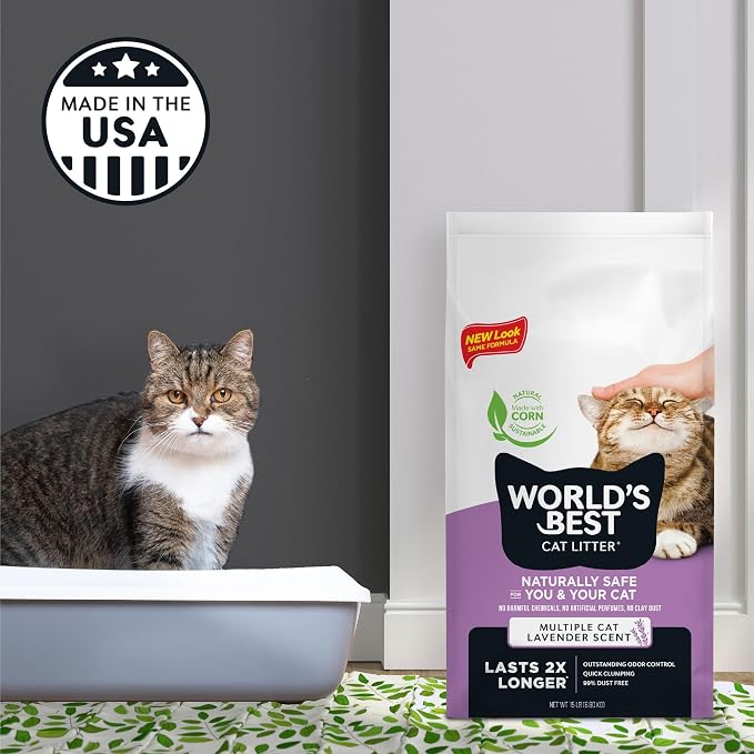 World's Best Cat Litter, Lavender Scented, Long-Lasting Odor Control, 32 lb