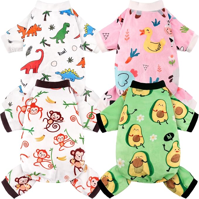 4 Pack Dog Pajamas Soft Lightweight Dog Recovery Suit Onesie Clothes for Small Medium Female Pet Boys Girls Dogs