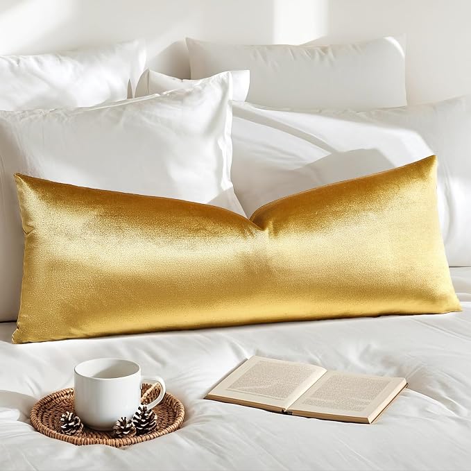Artscope Luxury Velvet Pillow Covers Super Soft Decorative Rectangle Throw Pillow Covers Case Cushion Covers for Sofa Couch Bedroom Car Decor 14x36 Inch Shimmery Gold