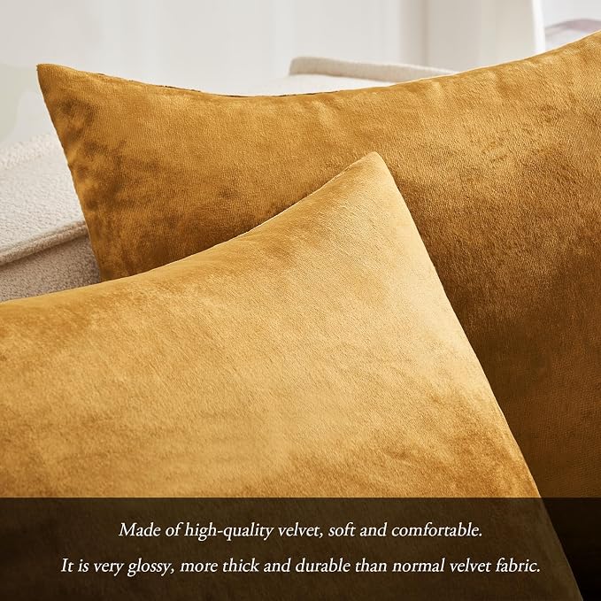 MIULEE 12x20 Inch Lumbar Velvet Throw Pillow Covers Dark Gold | Pack of 2 Soft Solid Decorative Pillow Covers, Modern Luxury Home Decor, for Chair Couch Sofa Bedroom Livingroom