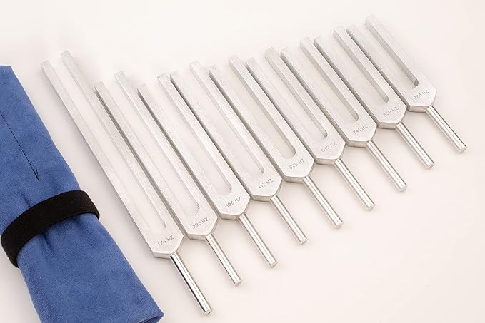 Solfeggio Tuning Forks Set for Healing – 9 Chakra Frequencies 174Hz to 963Hz | Precision-Machined Aluminum Alloy | Made in USA | Chakra Healing, Sound Therapy, Reiki, Yoga, Energy Balancing Tools.