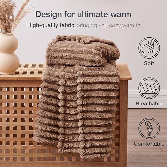 EXQ Home Gentle Soft Fleece Throw Blanket – Cozy Lightweight Blanket for Couch Bed – All-Season Warm Fuzzy Flannel Blanket for Women Mom Her – Gifts for Birthday(50"x60",Mocha Mousse)