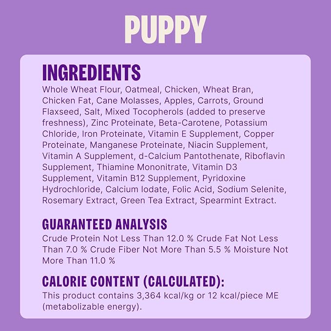 Wellness Old Mother Hubbard Classic Puppy Dog Biscuits, Natural Training Treats, Oatmeal and Chicken Flavor, Mini Size, 20 oz Bag