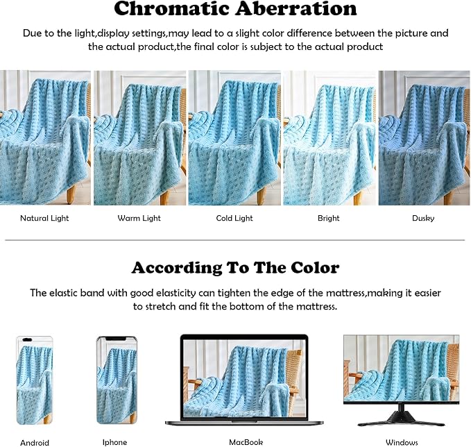 NEWCOSPLAY 3D Waffle Checkered Flannel Throw Blanket, Blue, 50"x70" | Super Soft Cute Lightweight Decorative Premium Silky Fleece Blanket for Couch Sofa Bed, Gift for Women Men, All Season Use