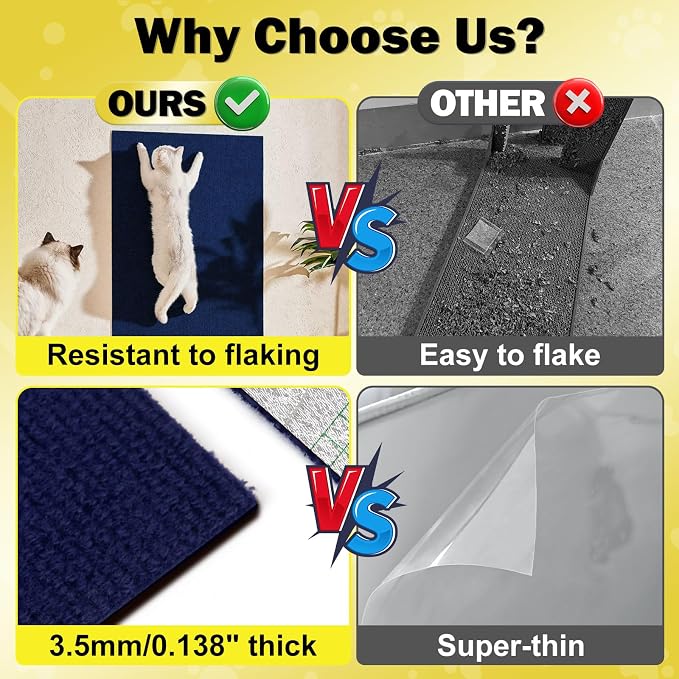 ENONCI 78.7x15.8 Cat Scratch Pad, Furniture Protector for Couch Corners | Trimmable, No-Shedding Cat Scratch Pad with Self-Adhesive Backing for Climbing, Protects Walls, Carpet and Couch