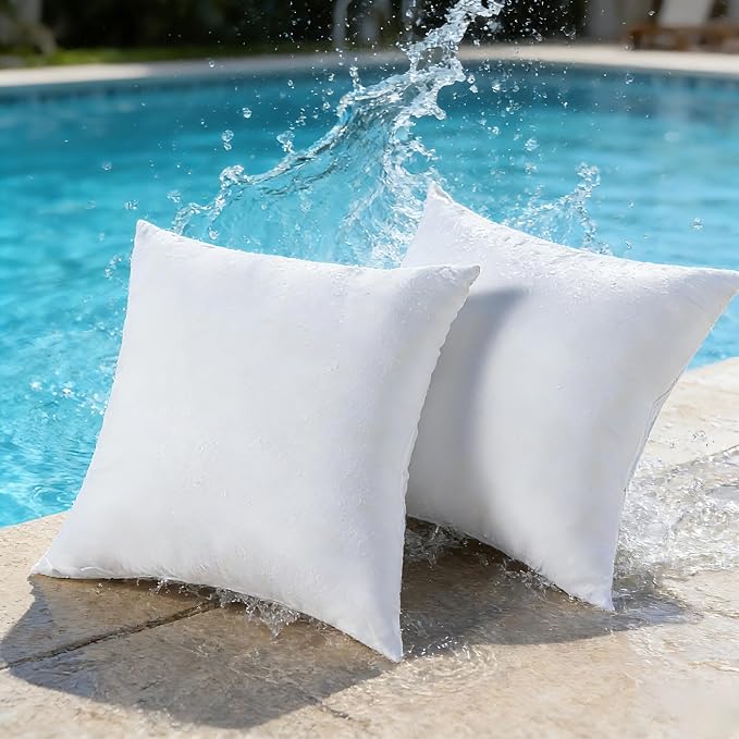 Water Resistant Polyester Pillow Inserts with Plush Dot Cover | Pack of 2 Square Form Indoor Decorative Pillow, Bed and Couch Pillows, 18 x 18 Inches, Gray