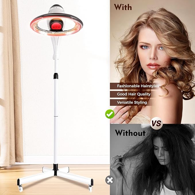 Stand Hair Dryer, 360° Orbiting Rotating Hair Processor, 950W 110V Salon Drying Perming Machine Multifunctional Adjustable Hair Steamer Salon Hair Equipment for Scalp Care, Permed Colored Hair