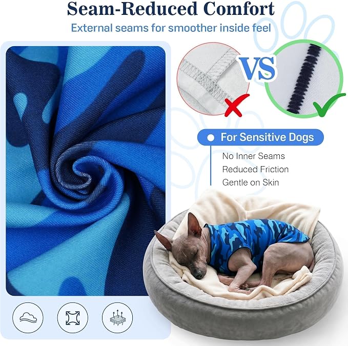 YUDODO Lightweight Dog Shirts, Stretchy Dog Tank Tops, Soft Pet Vest | Skin-Friendly, Breathable, Sleeveless, All Season Dog Clothes, For Small Medium Dogs, Blue Camo, XL