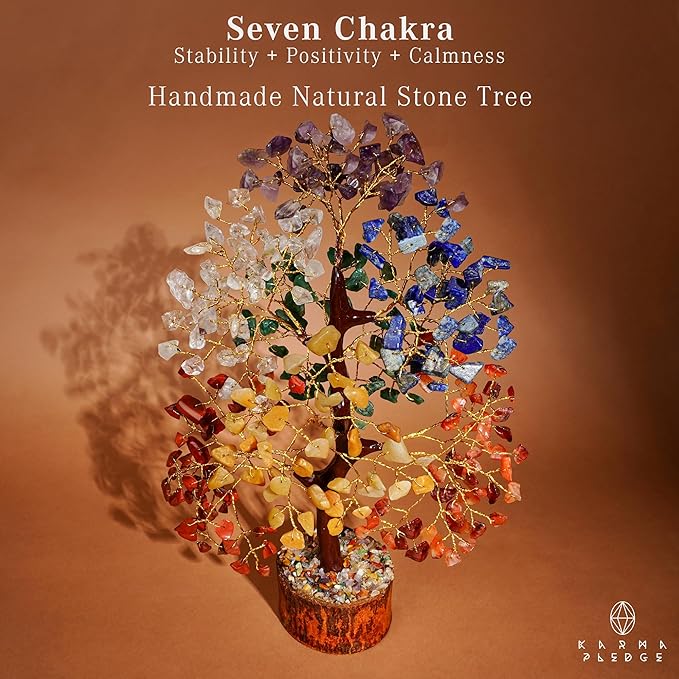 Handmade 7 Chakra Tree of Life with Rose Quartz Pendant Unique Birthday Gifts for Women, Mom, Sister, Friends, Healing Crystal Tee Bring Money, Good Luck, Positivity, Love Anniversary Gifts for Her
