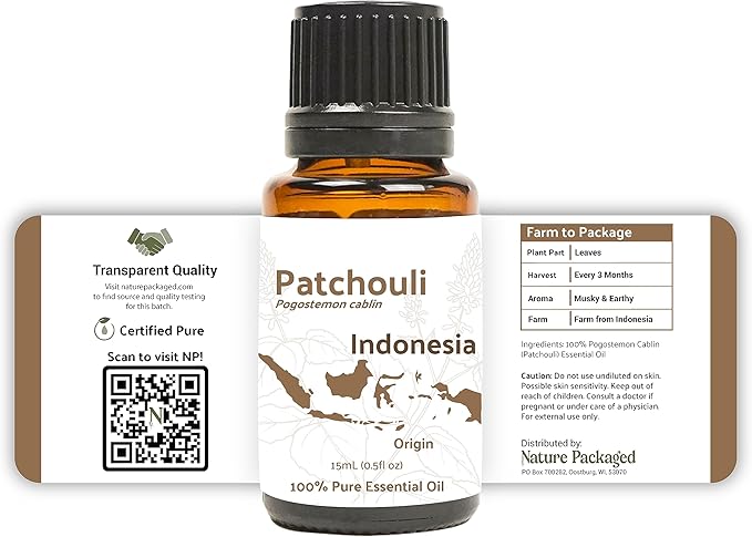 Dark Patchouli Essential Oil - Direct from Java Indonesia Natural Repellent Aceite de Pachulí - Aromatherapy and Premium Therapeutic Grade - Ideal for Body & Candle-Making (2lbs)