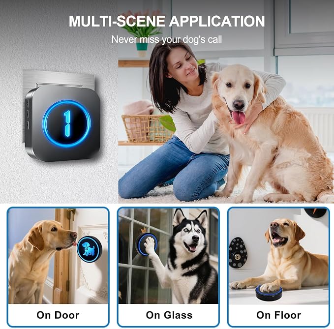 Dog Door Bell (2026 Wireless Receiver with Numeric Display) for Potty Training, Wireless Dog Doorbells to Go Outside, 1000 Feet Long Range, IP65 Waterproof, 60 Melodies & Adjustable Volume (2 Buttons)