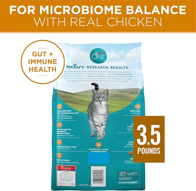 Purina ONE Natural Dry Cat Food, Tender Selects Blend With Real Chicken - (Pack of 4) 3.5 lb. Bags