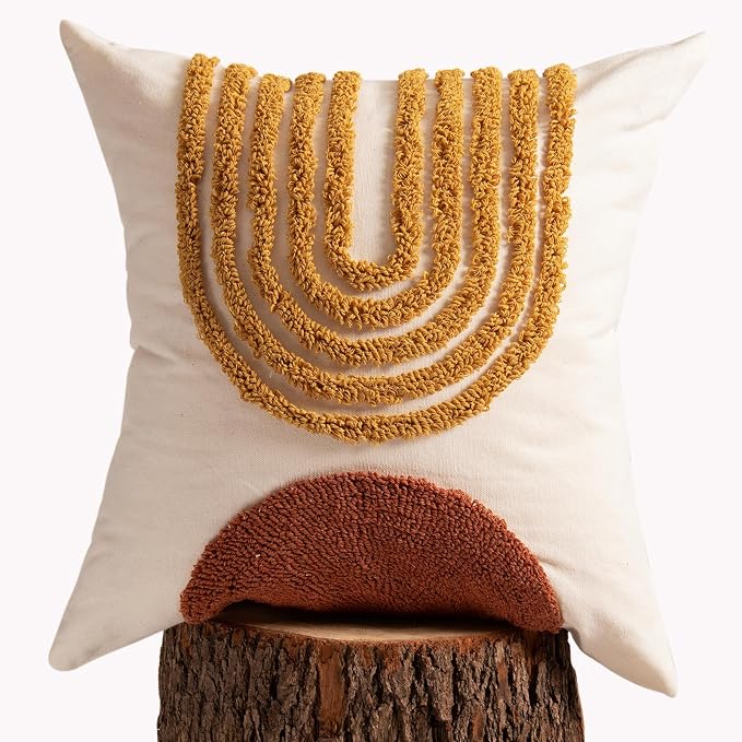 lifein 18x18 Pillow Covers-Throw Pillow Cover Tufted Boho Jacquard Pillow Covers Farmhouse Decorative Pillow Cover Pillow Cases for Gift Couch Sofa Bed Chair Living Room Home Decor