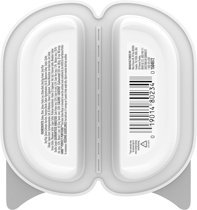 IAMS Perfect Portions Indoor Pate Wet Cat Food, Salmon, 24 Count | Grain-free, Vitamin E immune support, dietary fiber & prebiotic for digestion, no fillers, snap-peel-serve 2.6 oz. twin-packs
