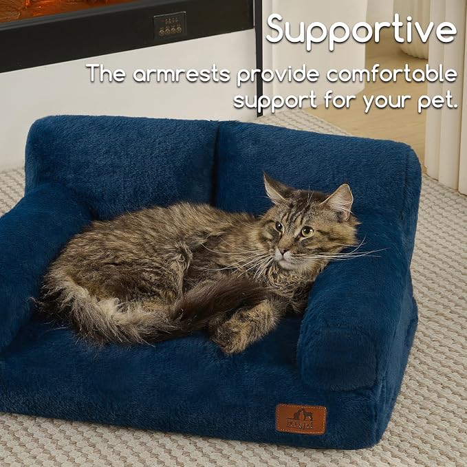 Hollypet Small Dog Large Cat Bed Puppy Couch Beds for Pets up to 25 lbs | Fluffy Dog Cat Couch Plush Soft Warming Pets Beds with Machine Washable Cover and Non-Slip Bottom