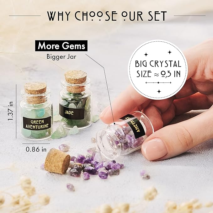 Bulk Crystals and Healing Stones 50 PCS - Real Mini Crystals for Spell Jars - Crystals for Witchcraft - Crystal Sets for Witchcraft Supplies - Real Crystal Witch Healing Crystals for Beginners Set