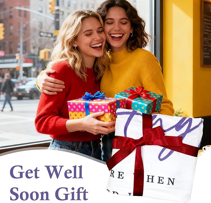 Get Well Gifts for Women, Inspirational Gifts for Women, Thinking of You Gifts After Surgery, Feel Better/Sympathy Gifts for Cancer Care, Hug/Healing Throw Blanket 60"x80"