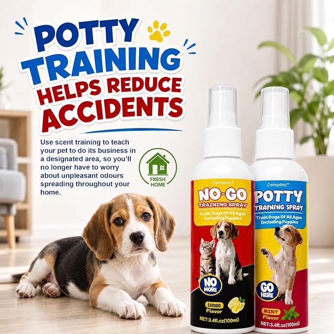 Dog Potty Training Spray Set, Puppy Pee Spray, Stops Urination & Marking, Indoor & Outdoor Potty Training for Dogs & Puppies, Essential Tools for Dog Training (3.4 fl oz, 2-Pack)