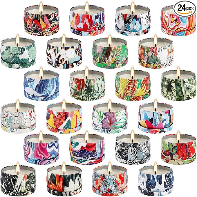 WPONSZU Set 24 Pack Scented Candles Gifts Soy Wax Travel Tin Jar Candles for Home 2.5 OZ jar Candles for Mom for Christmas, Birthday, Thanksgiving, Mother's Day
