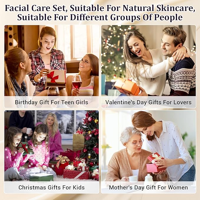 Natural Black Rice Skin Care Routine Set For Women, Anti Aging Face Kit With Face Wash, Toner, Serum, Body Lotion, Cream, Eye Cream, 6 PCS Skin Care Gift Set For All Skin Types, Acne, Fine Lines
