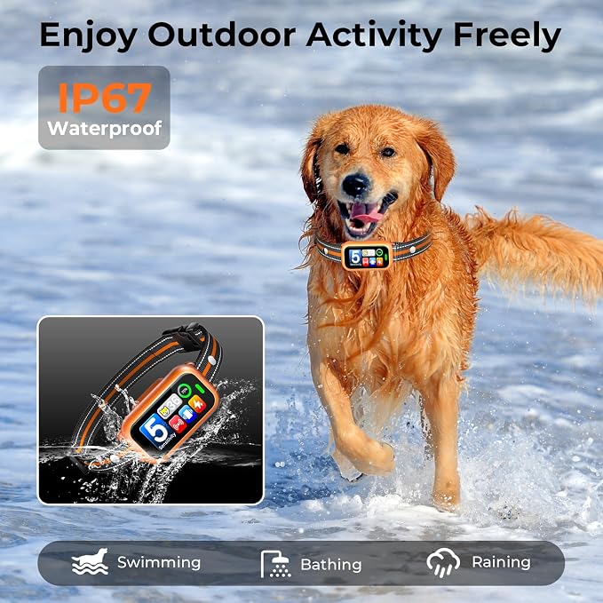 Smart Dog Bark Collar, Waterproof Shock Collar for Small Medium Large Dog | Fits 8-120lbs Dogs, 4 Training Modes, 5 Adjustable Sensitivity Levels, Built-in Bark Counter, Rechargeable, Waterproof