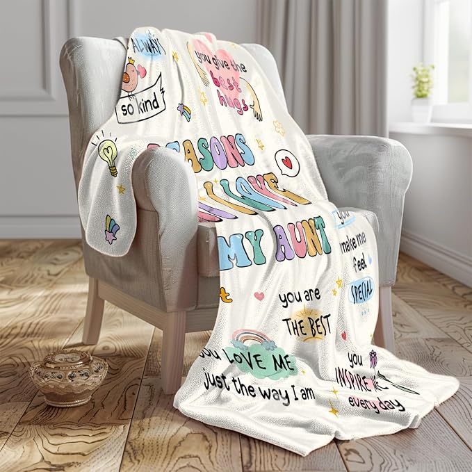 Aunt Gifts, Aunts Birthday Gifts, Auntie Gift for Women, Gift for Aunts from Niece Nephew, Best Auntie Ever Present Ideas for Christmas Mothers Day, to My Auntie Throw Blanket 60”x50”