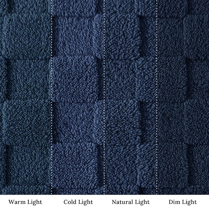 Exclusivo Mezcla 3D Checkered Fleece Throw Blanket for Couch, Navy Blue | Super Soft and Cozy Fluffy Throw, Lightweight and Breathable, Cute Fuzzy Blanket for Sofa, Home Decor, All Season, 50"x60"