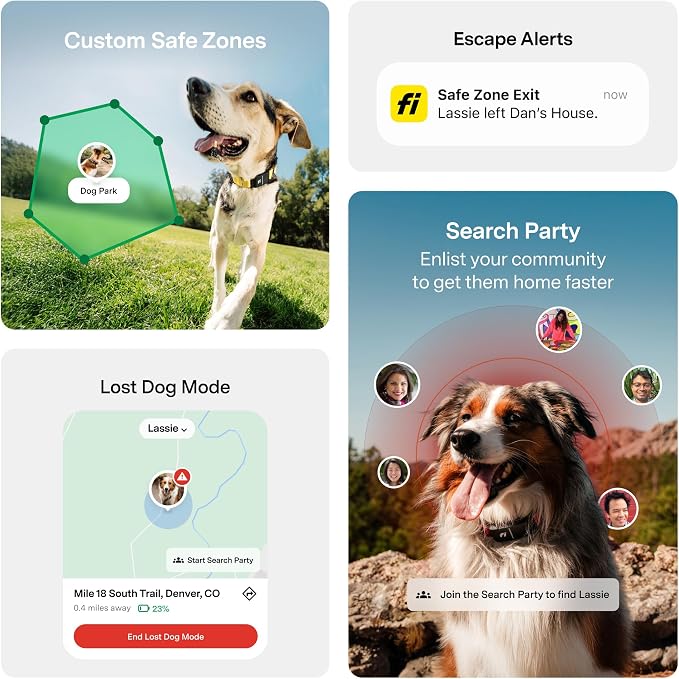 Fi Series 3+ GPS Dog Collar Small Yellow, Tracker with 6-Month Plan | Waterproof build, LED safety light, escape alerts, nationwide coverage, iOS and Android app, activity monitoring