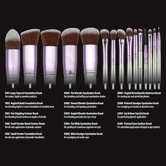 SHANY14 Piece Makeup Brush Set – Elite Cosmetics Brush Collection - Complete Kabuki, Eyes, Face, powder, foundation Makeup Brush Set - Lilac