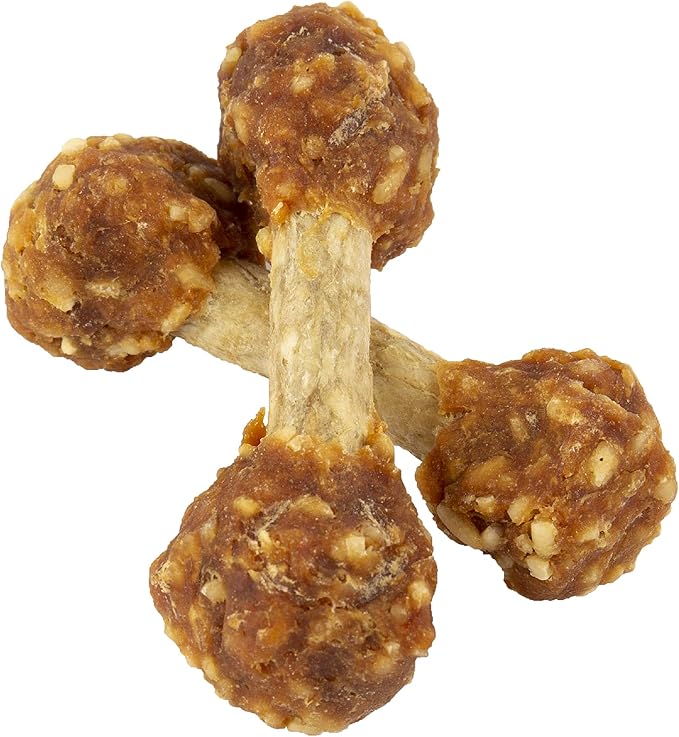 GOOD 'N' FUN Dumbbell Long-Lasting Dog Treat for Small Dogs, 4 oz (12 Pack) | Made with Real Protein, Premium Chicken and Beef Hide Chew, Supports Dental Health, Mental Stimulation, For Adult Dogs