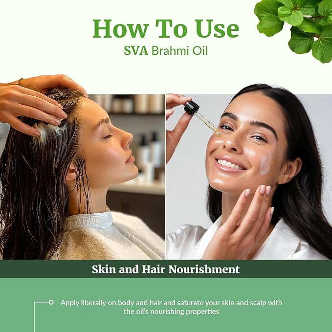 SVA Brahmi Oil - 32 Fl Oz - for Face, Skin Care, Hair Care, Scalp Massage & Body Massage