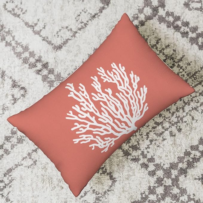 Coastal Pillow Covers 12x20 Set of 2 Orange Coral Starfish Throw Pillows Nautical Ocean Decorations Summer Linen Beach Pillowcase Outdoor Decor Farmhouse Lumbar Cushion Case for Couch Home