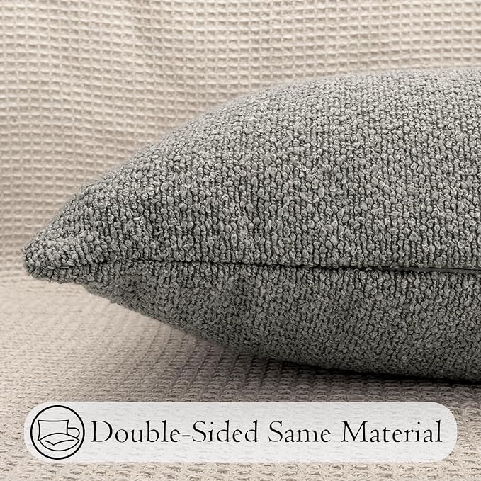 JoraLion 20x54 inch Neutral Boucle Body Pillow Cover, Light Grey Long Pillow Cover Cozy Soft Cushion Case for Couch Sofa Bed Living Room Home Decor, Pack of 1 (Cover Only)
