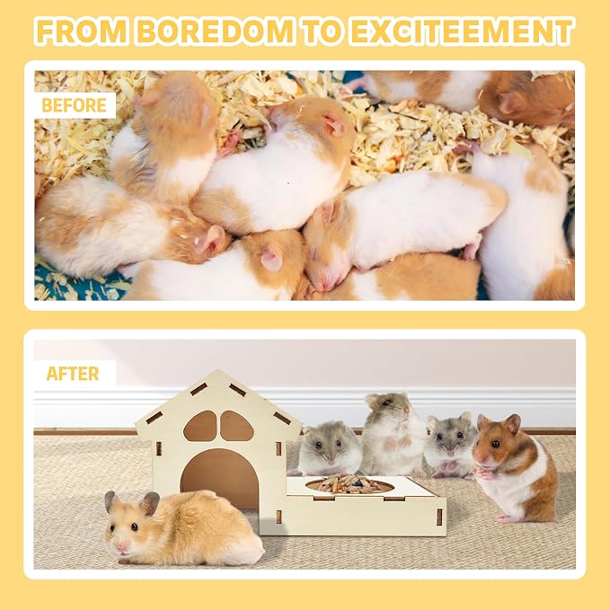Big+Spring+Sales,Hamsters Foraging Toys, Small Animals Hide Treats Foraging Puzzle Toys,Wooden Foraging Game Interactive Enrichment Toy for Hamsters,Chinchillas,Rats and Gerbils
