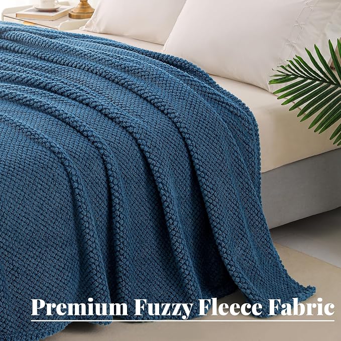 Whale Flotilla Extra Large Soft Fleece Throw Blanket for Couch | 50x70 Inch, Navy Blue, Suitable for Sofa Chair Bed, Fluffy Fuzzy Jacquard Blankets for All Season, Lightweight and Cozy