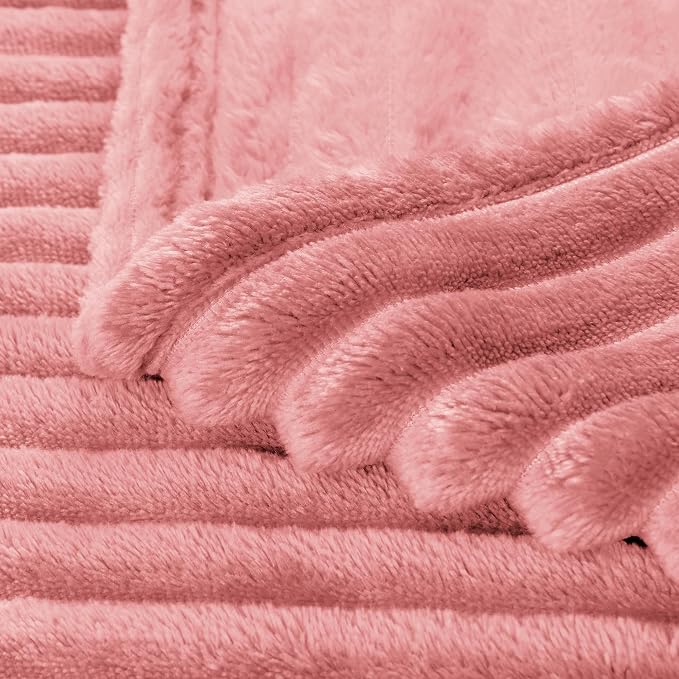 BEDELITE 3D Ribbed Pink Baby Blankets for Boys Girls 30"x 40" | Cute Fuzzy Fleece Blanket, Warm Breathable Soft Cozy Infant Toddler Fluffy Blanket for Newborn All Seasons Use