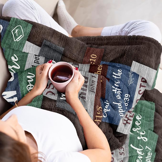 Christian Gifts for Men, Christian Gift Blanket 60"x50", Religious Gifts for Men, Bible Gifts, Catholic Gifts, Spiritual Inspirational Baptism Gifts, Encouragement Birthday Gift for Man of God